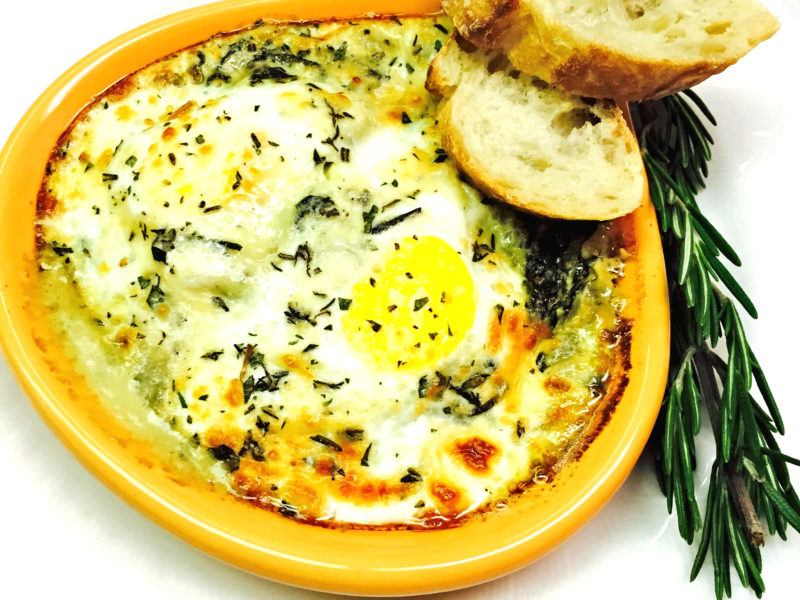 Creamed Spinach with Baked Eggs